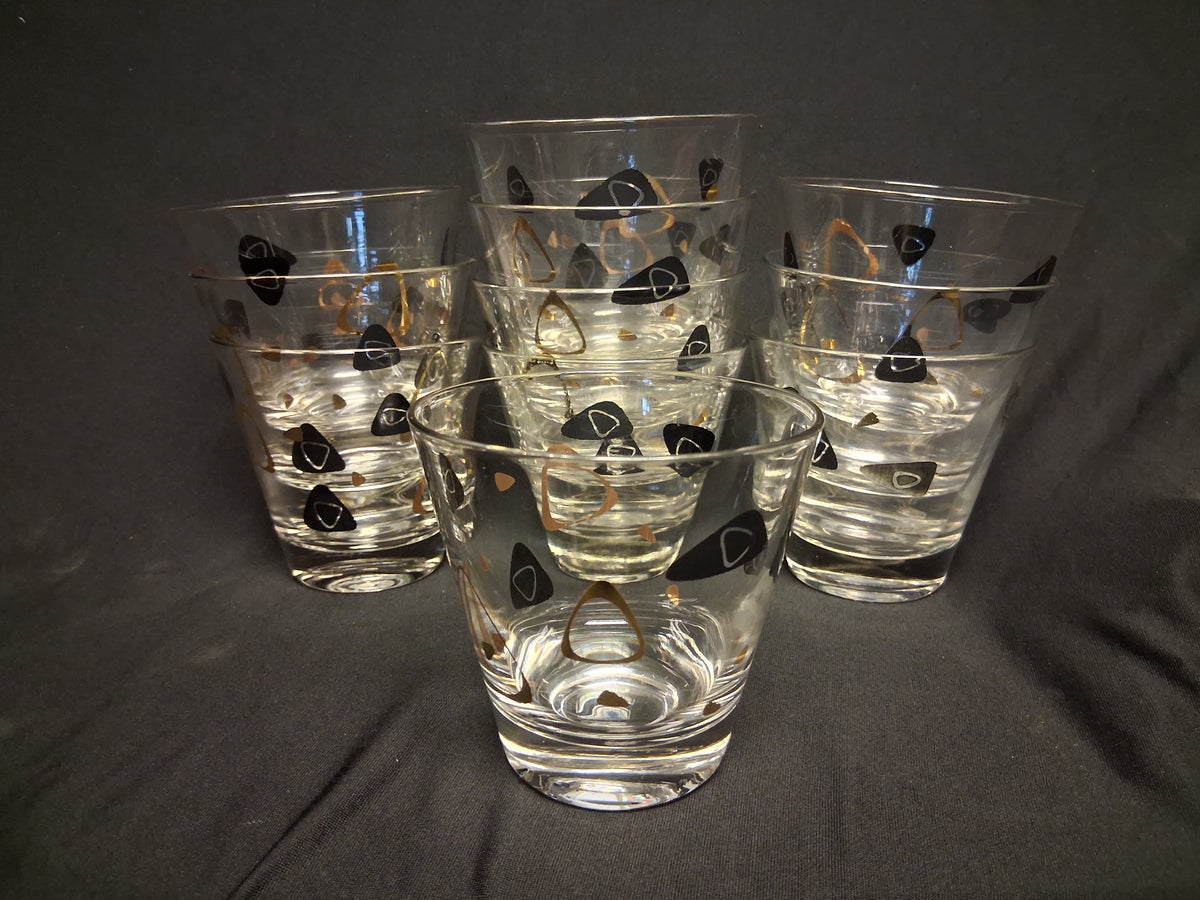 Vintage "Atomic Age" 1950's rocks glasses.
